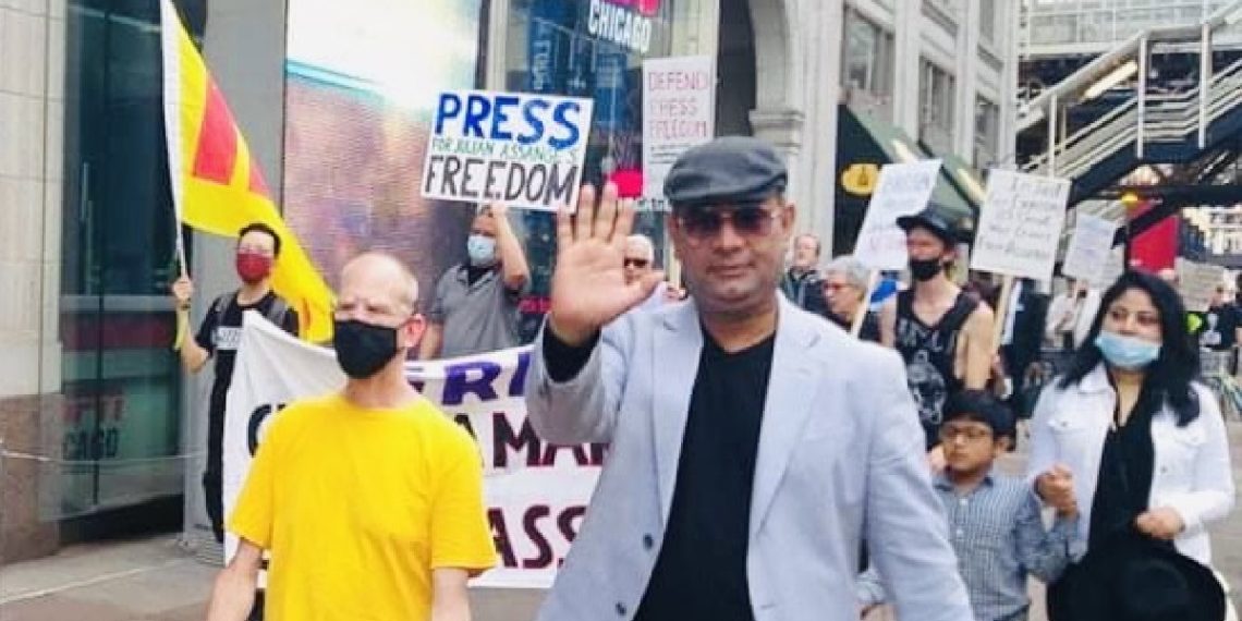 Portrait of Golam Rabbani in a rally