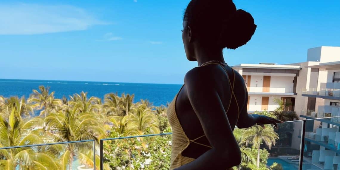 Portrait of Women facing ocean